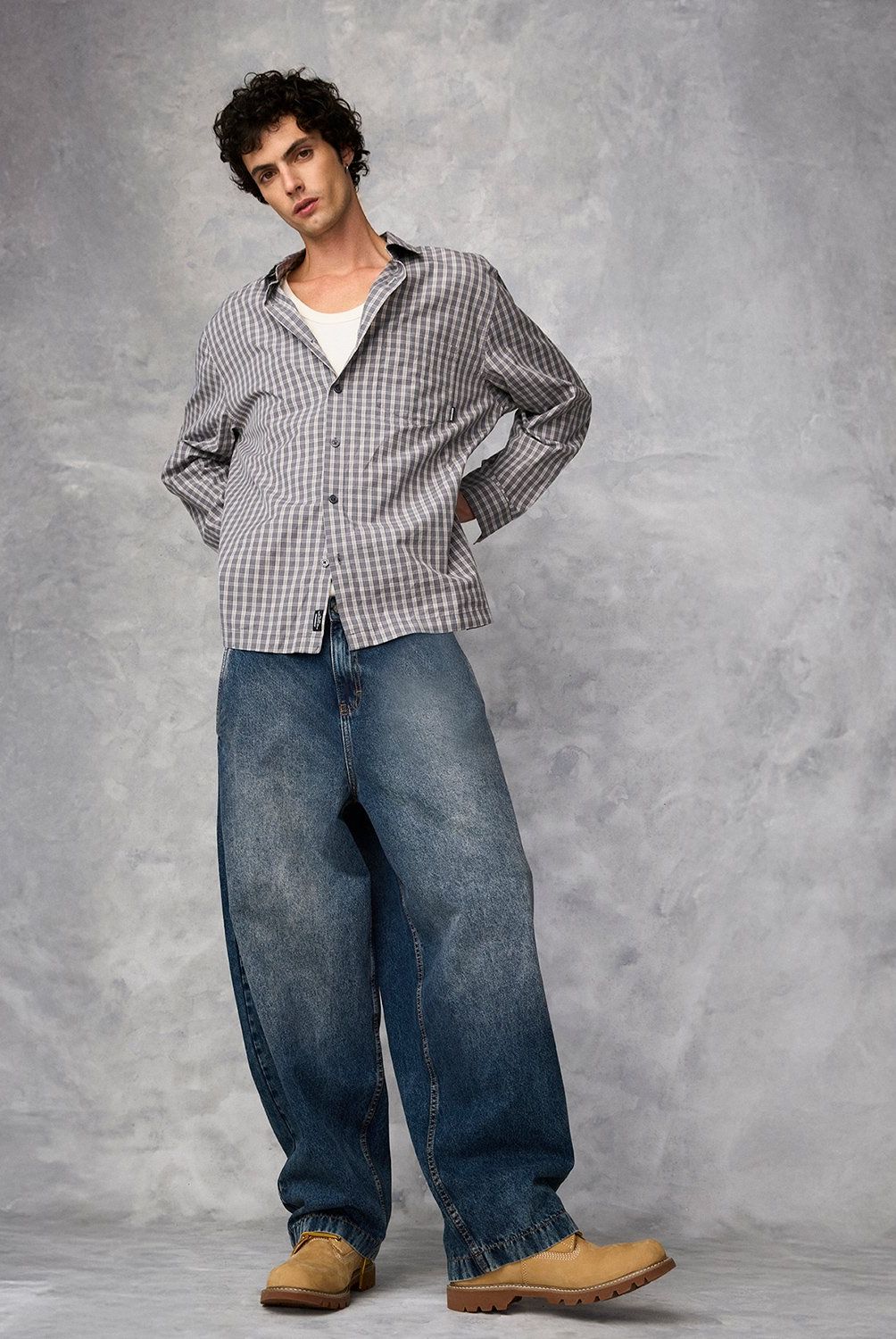 AMERICANINO - Jeans Baggy Tiro Medio Hombre Americanino