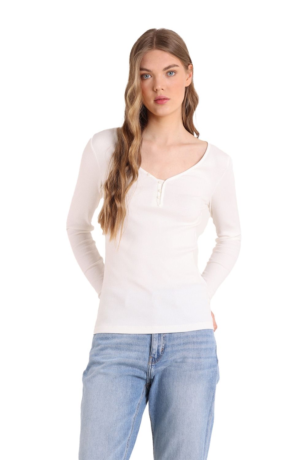ESPRIT - Polera Manga Larga Algodón Mujer Esprit