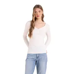 ESPRIT - Polera Manga Larga Algodón Mujer