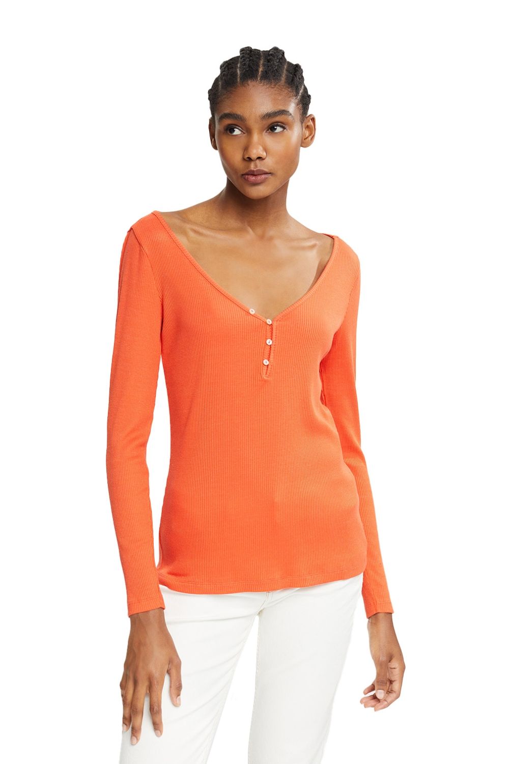 ESPRIT - Polera Manga Larga Algodón Mujer Esprit