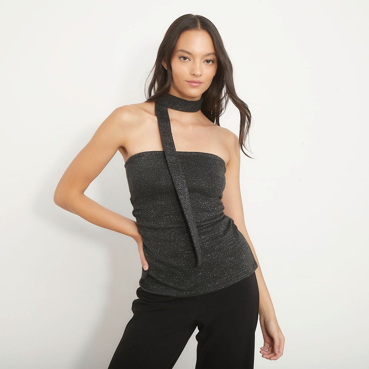 SYBILLA - Strapless Lurex Pañuelo Mujer Sybilla Sin Mangas