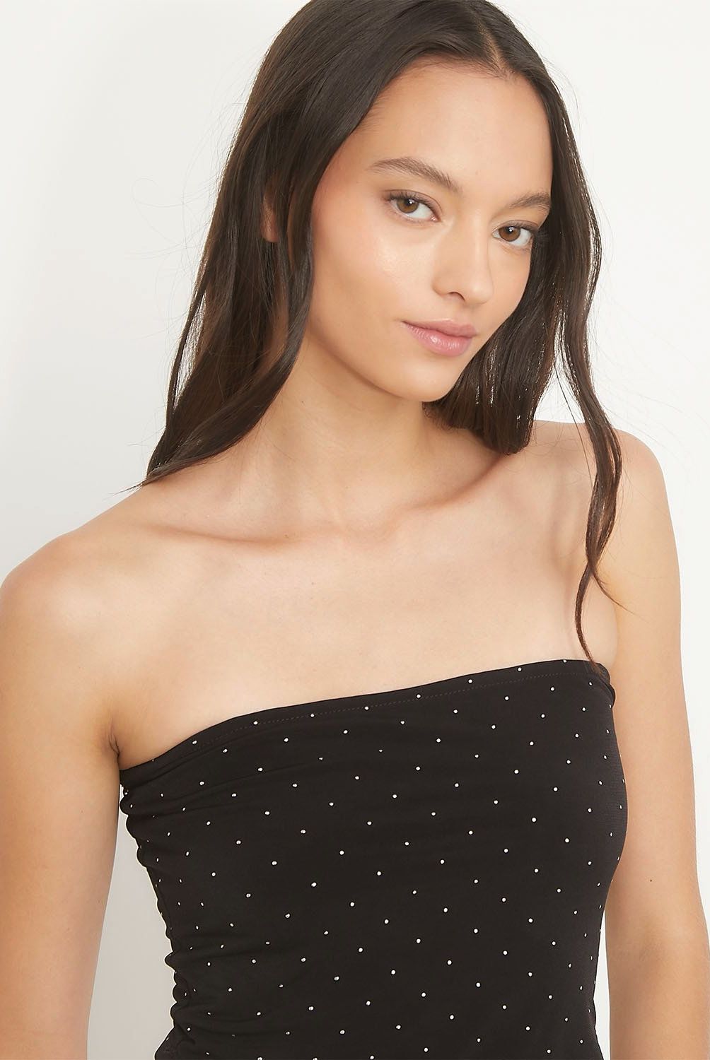 SYBILLA - Top Sybilla Crop Mujer Sin Mangas Casual Negro Puntos