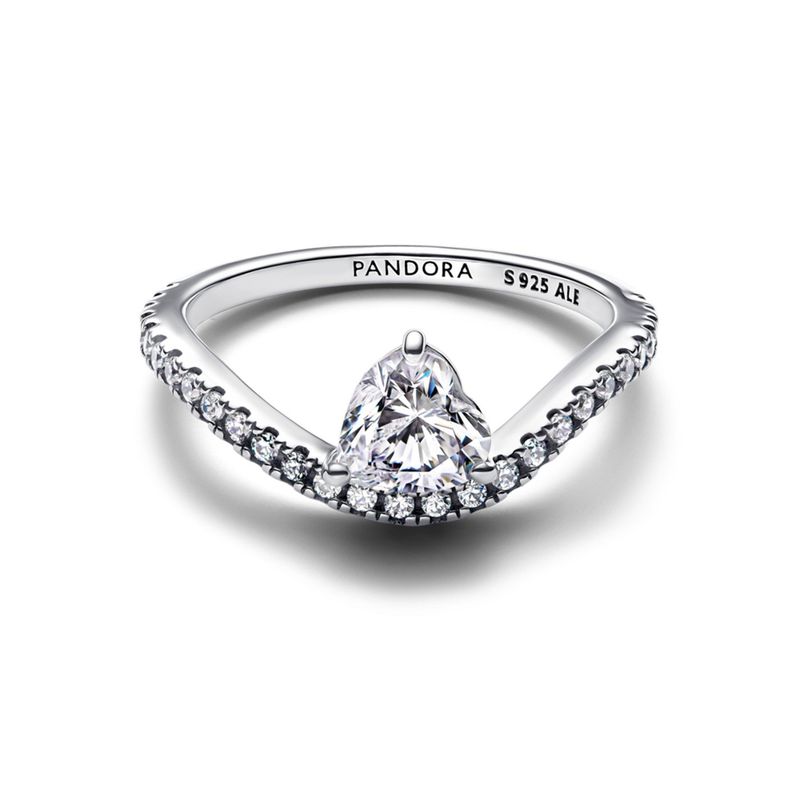 PANDORA - Anillo Corazón Ondulado Pavé Mujer Pandora