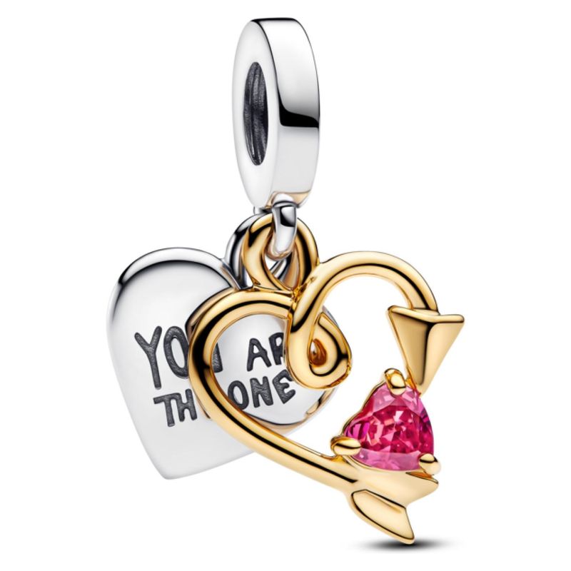 PANDORA - Charm Doble Corazón Grabable TU Mujer Pandora