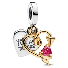 PANDORA - Charm Doble Corazón Grabable TU Mujer