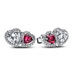 PANDORA - Aretes Botón Halo Corazón Mujer