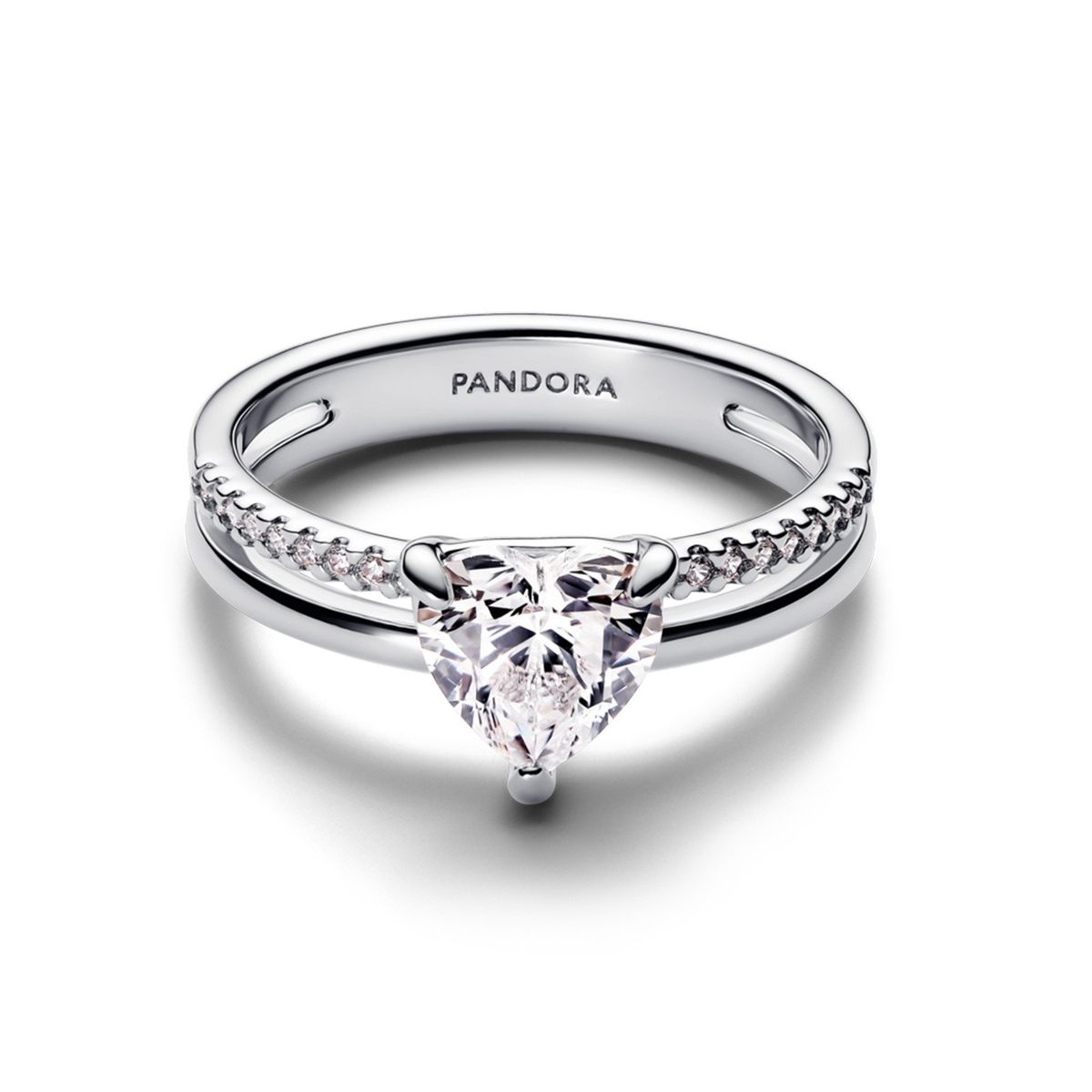 PANDORA - Anillo Corazón Doble Banda Mujer Pandora