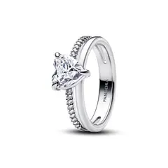 PANDORA - Anillo Corazón Doble Banda Mujer