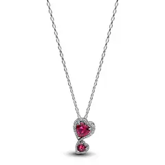 PANDORA - Collar Halo Rojo Corazones Mujer