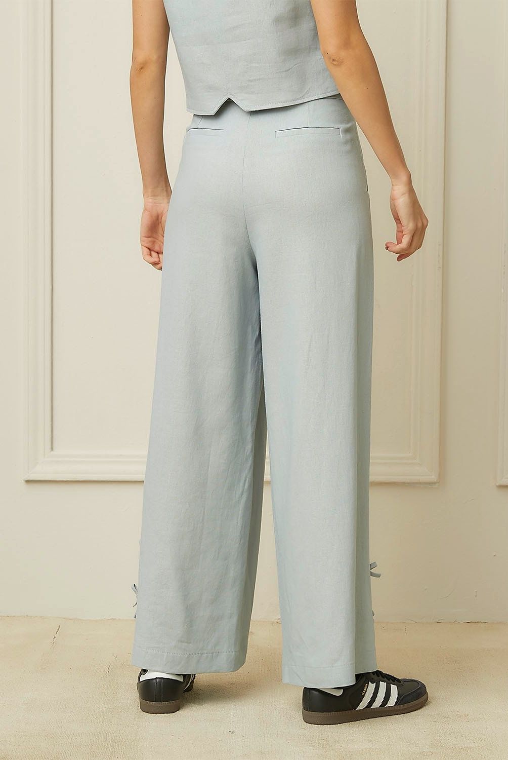 BASEMENT - Pantalón Recto Lino Basement Tiro Medio Mujer Casual