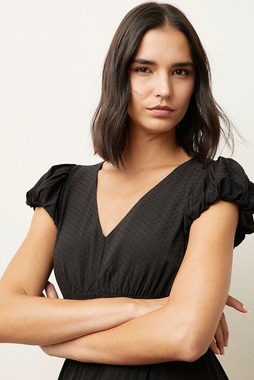 BASEMENT - Vestido Largo Mujer Basement Rayon Manga Corta Casual