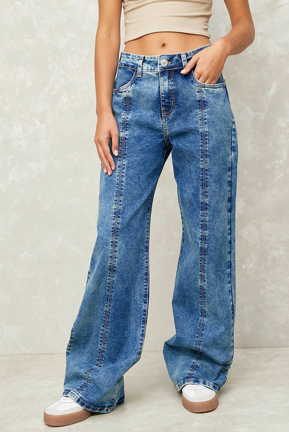 SYBILLA - Jeans Wide Leg Tiro Medio Mujer Sybilla