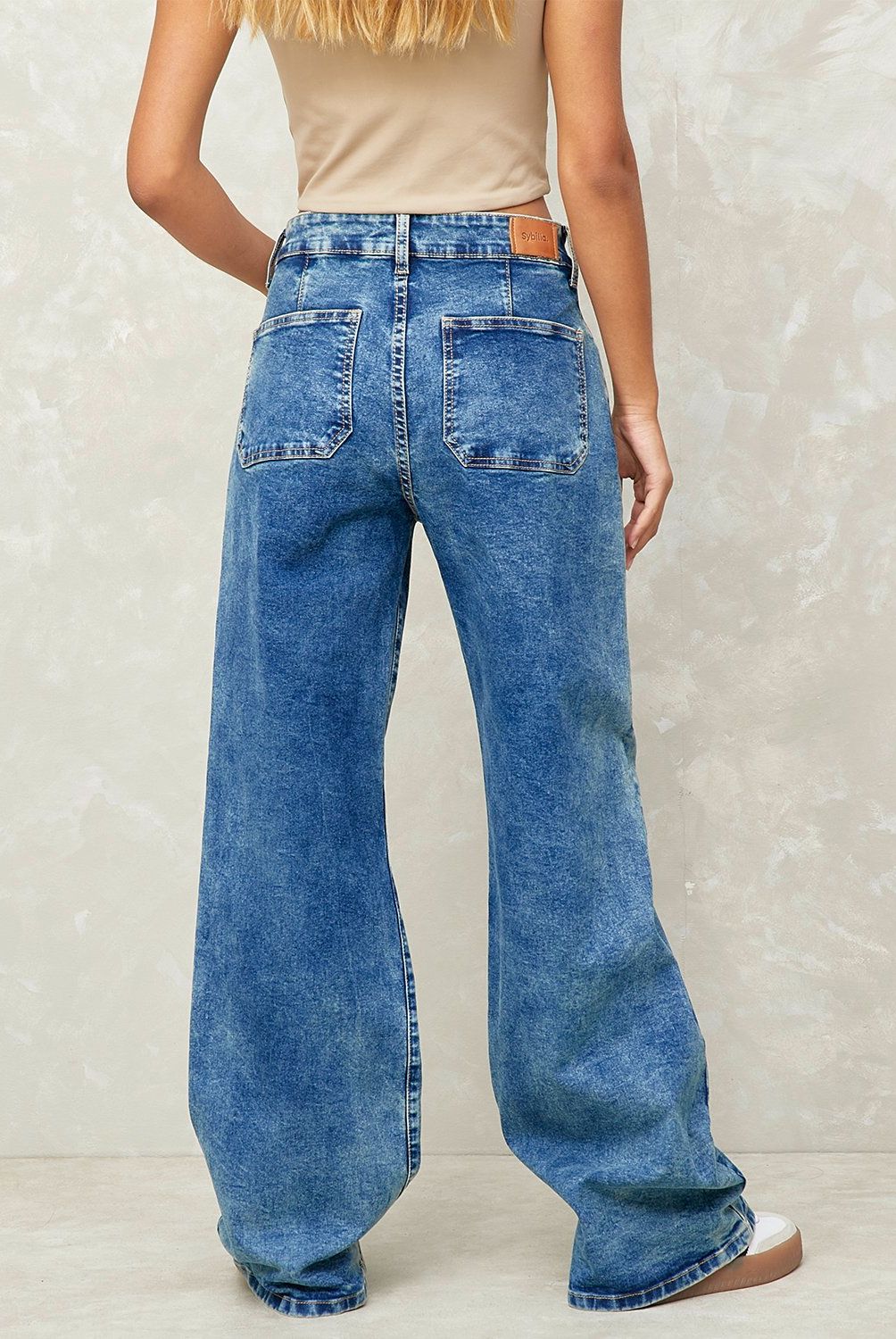 SYBILLA - Jeans Wide Leg Tiro Medio Mujer Sybilla