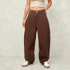 SYBILLA - Pantalón Baggy Tiro Medio Mujer
