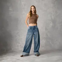 SYBILLA - Jeans Wide Leg Tiro Medio Mujer