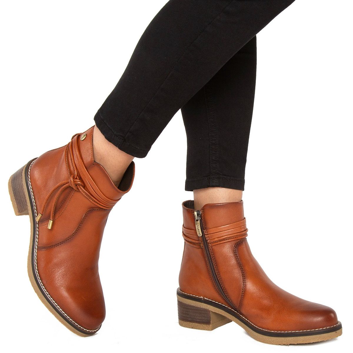 GACEL - Botín Mujer Cuero Café Gacel