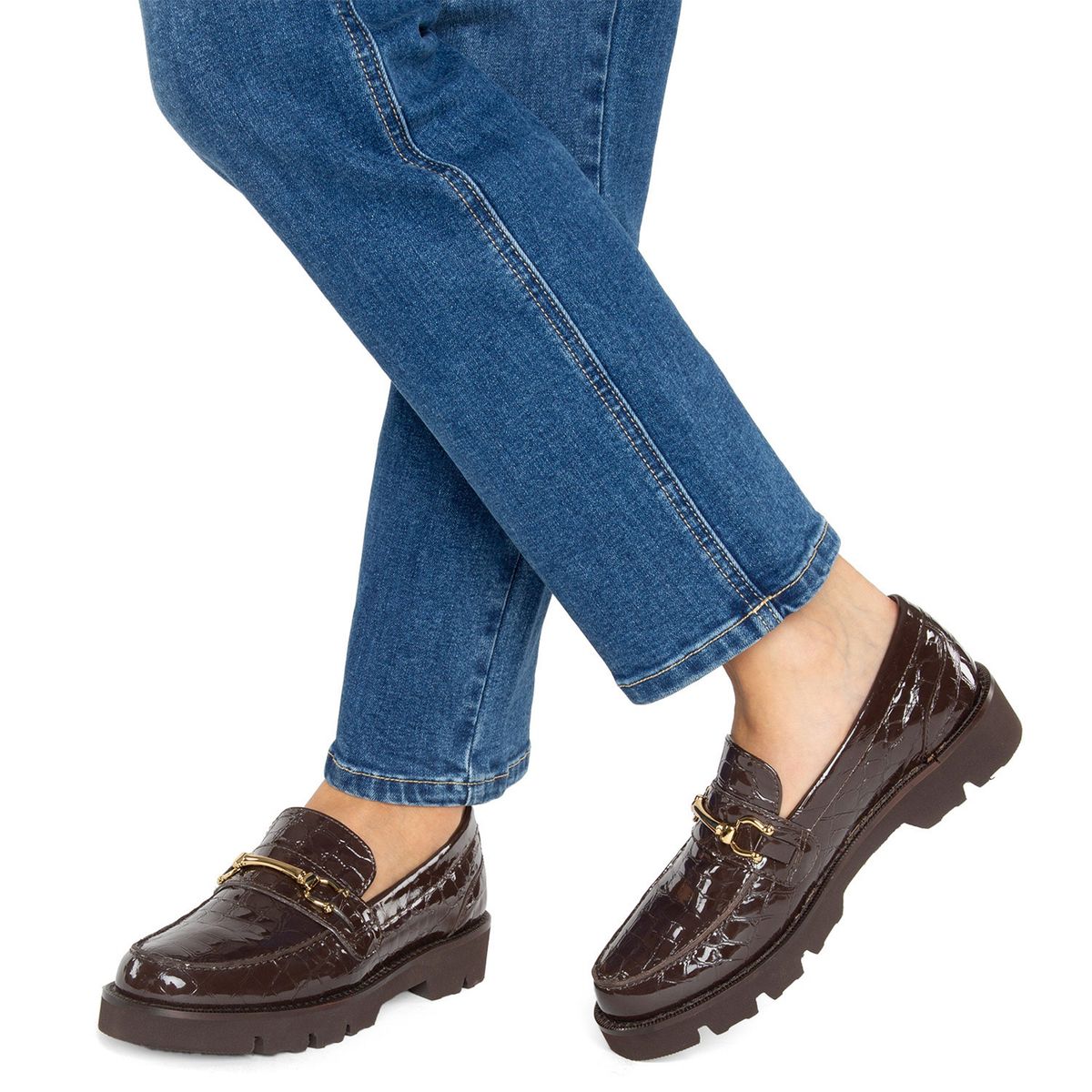 GACEL - Mocasin Mujer Cuero Café Gacel