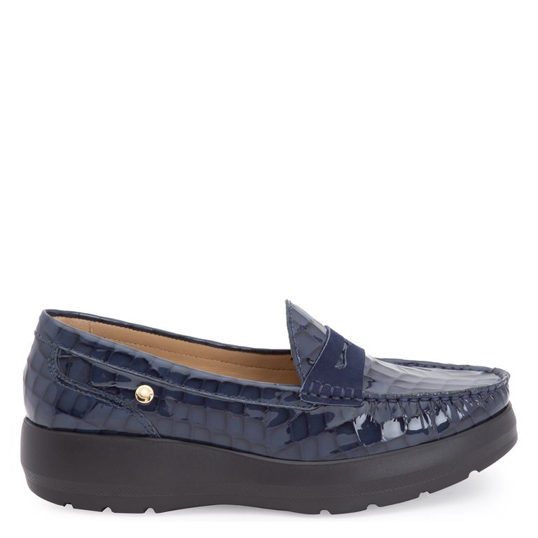 Mocasín Mujer Cuero Azul
