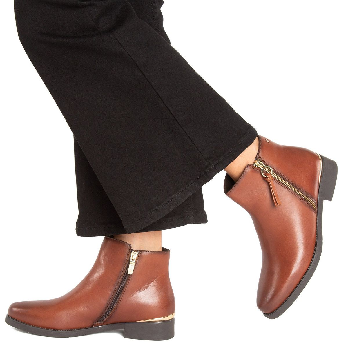 GACEL - Botín Mujer Cuero Café Gacel