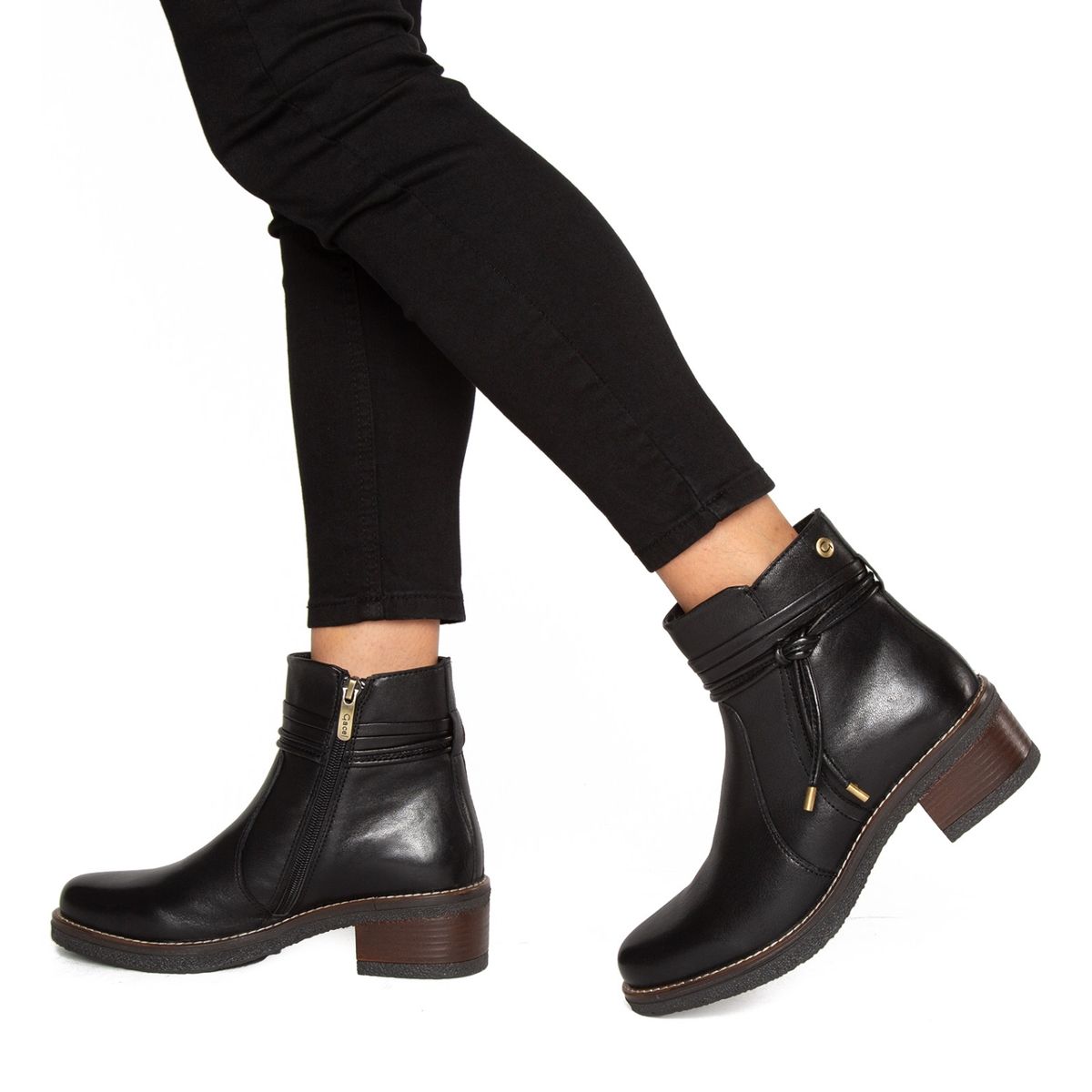 GACEL - Botín Mujer Cuero Negro Gacel