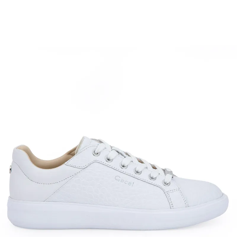 GACEL - Zapatilla Casual Mujer Cuero Blanco Gacel