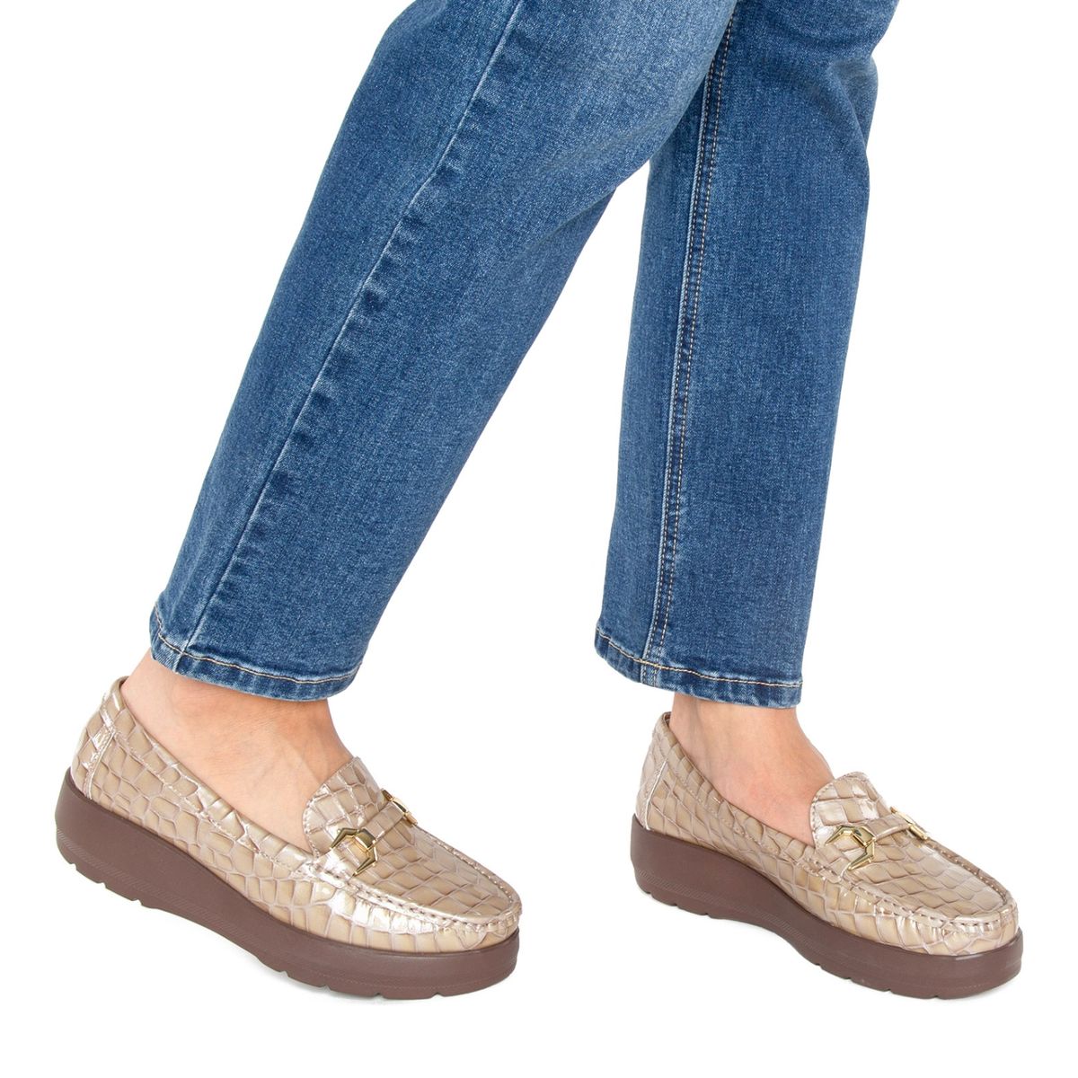 GACEL - Mocasín Mujer Cuero Beige Gacel