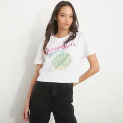SYBILLA - Polera Cropped Algodón Estampada Manga Corta Mujer
