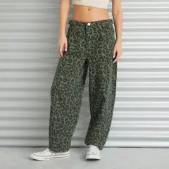 AMERICANINO - Jeans Straight Animal Print Tiro Medio Mujer
