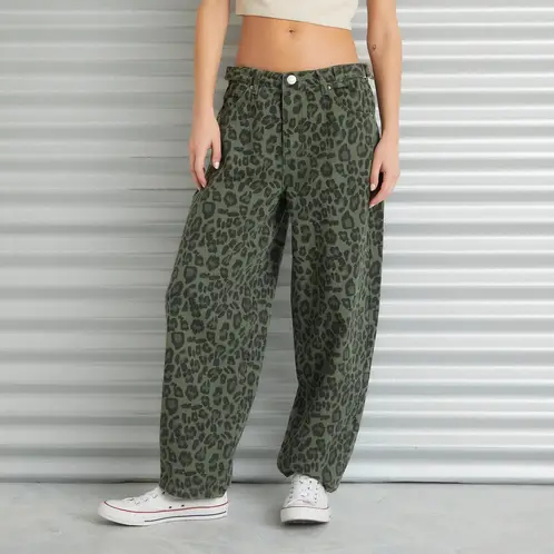 AMERICANINO - Jeans Straight Animal Print Tiro Medio Mujer