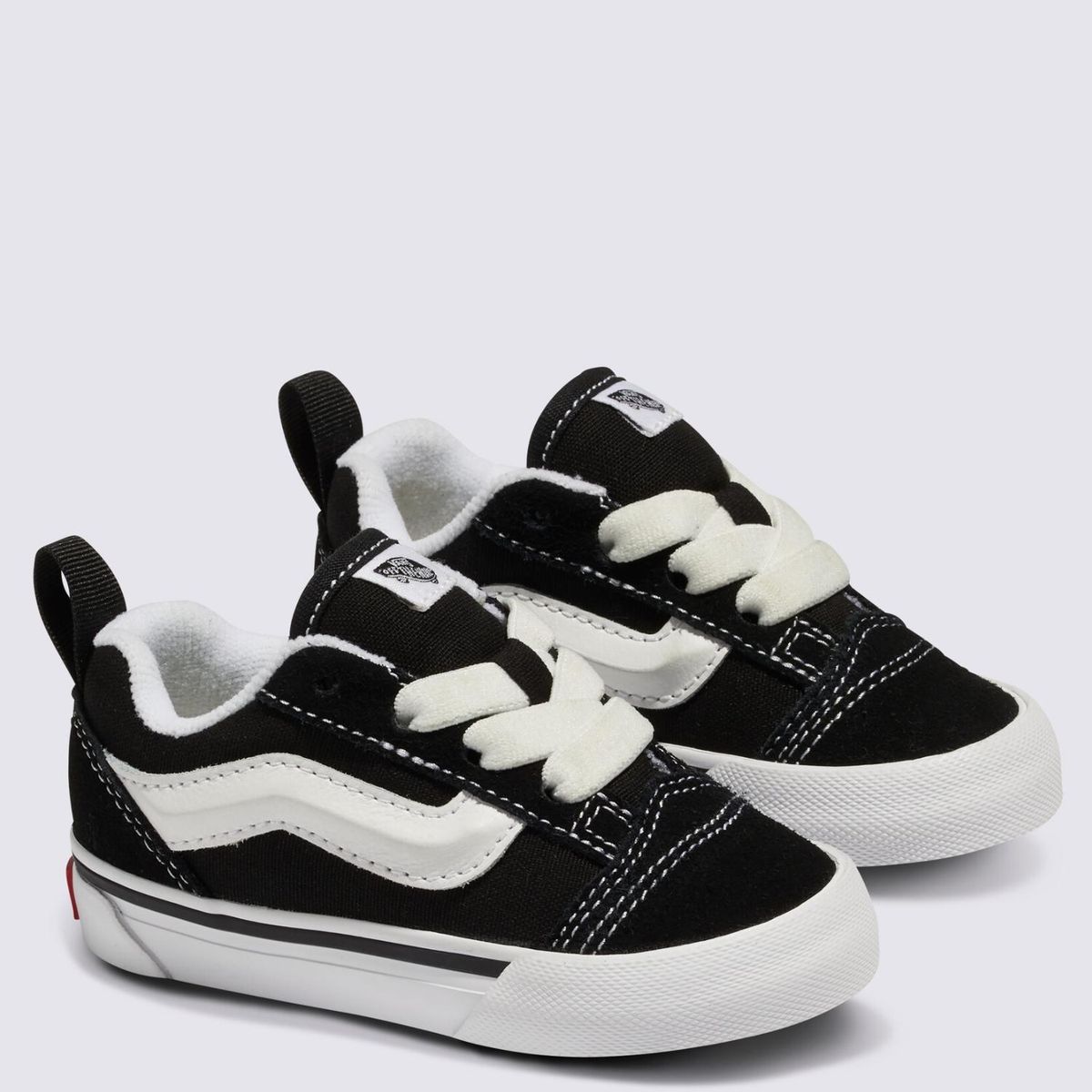 VANS - Knu Skool Elastic Lace Zapatilla Urbana Unisex Bebé Cuero Negro (21 a 26.5) Vans