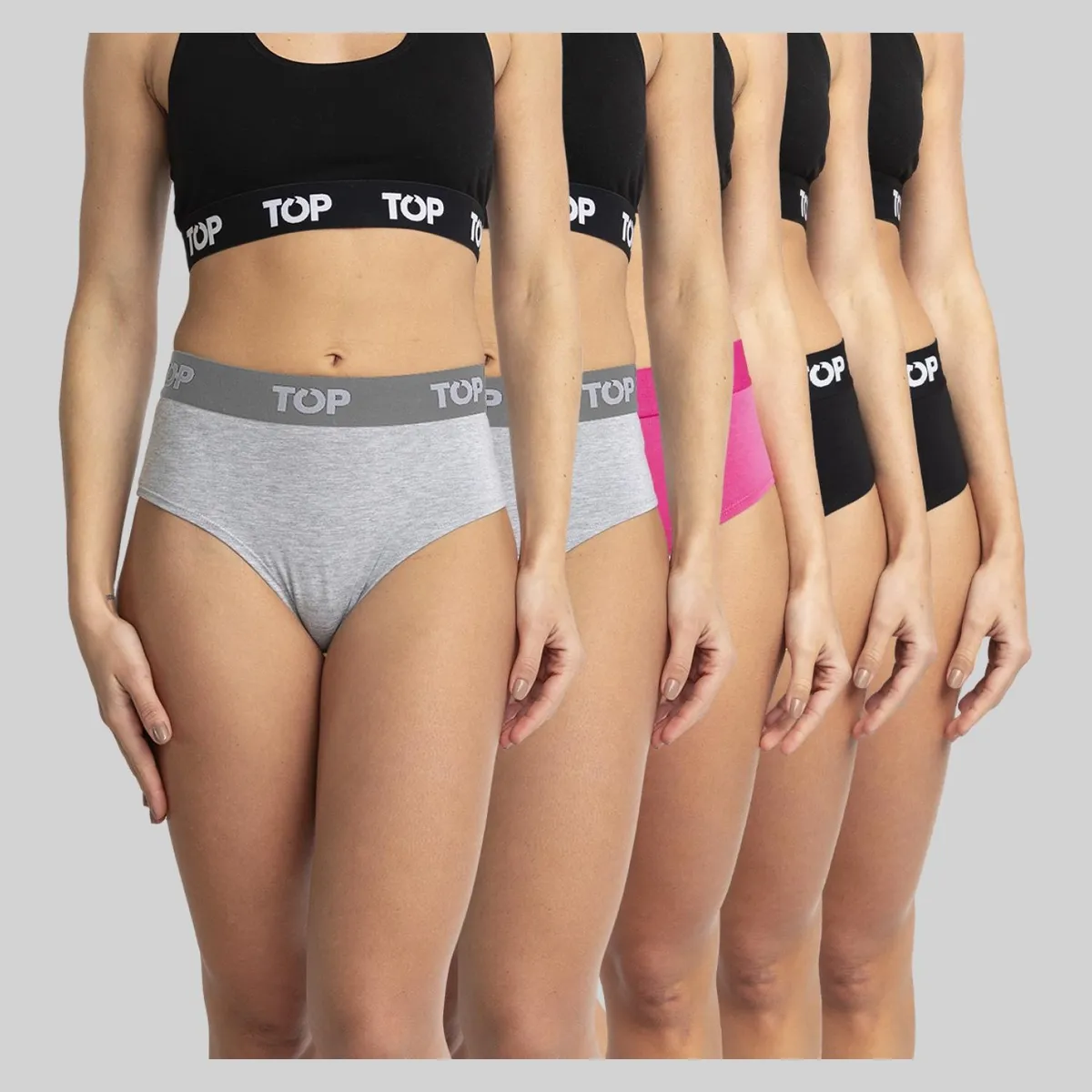 TOP - Pack de 5 Calzones Tiro Alto Mujer Top