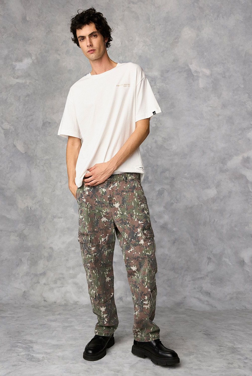 AMERICANINO - Jeans Cargo Camuflado Americanino Hombre Algodón Diseño Texturado