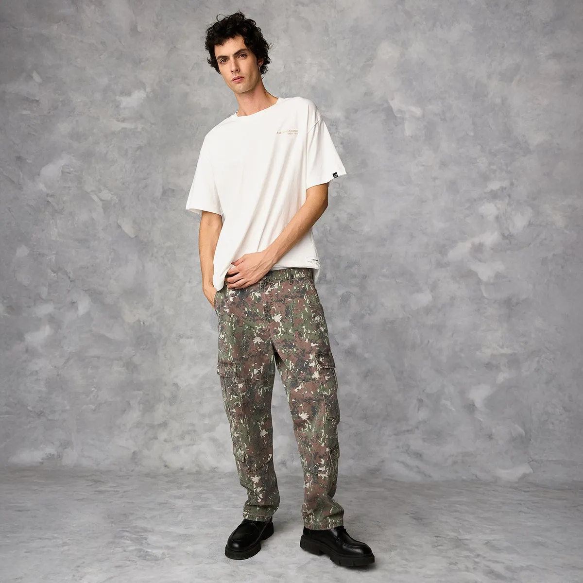 AMERICANINO - Jeans Cargo Camuflado Americanino Hombre Algodón Diseño Texturado