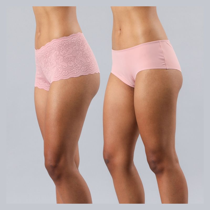 FLORES - Pack de 2 Pantaletas Encaje Y Otra Microfibra Mujer Flores