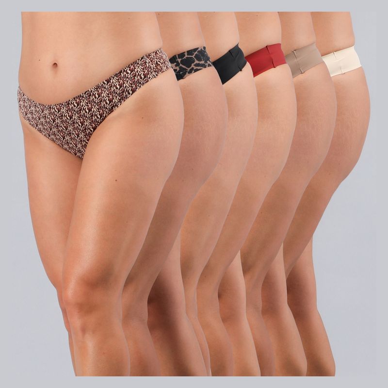 FLORES - Pack De 6 Colaless Bonded Microfibra Mujer Flores