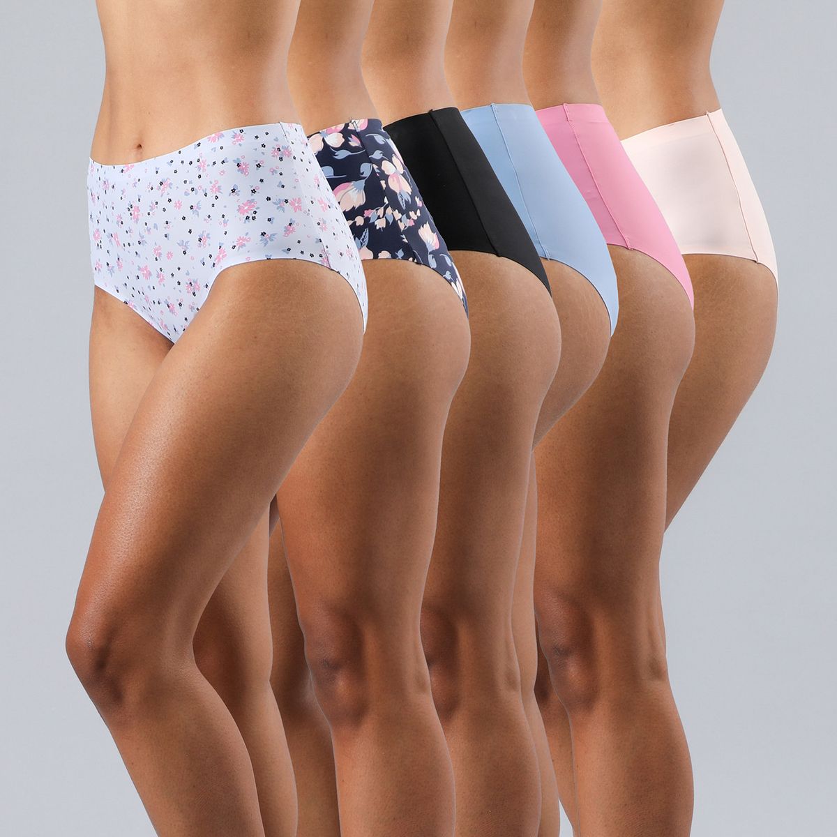 FLORES - Pack 6 Calzones Maxi Bonded Microfibra Mujer Flores