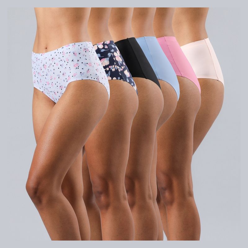 FLORES - Pack De 6 Calzones Maxi Bonded Microfibra Mujer Flores