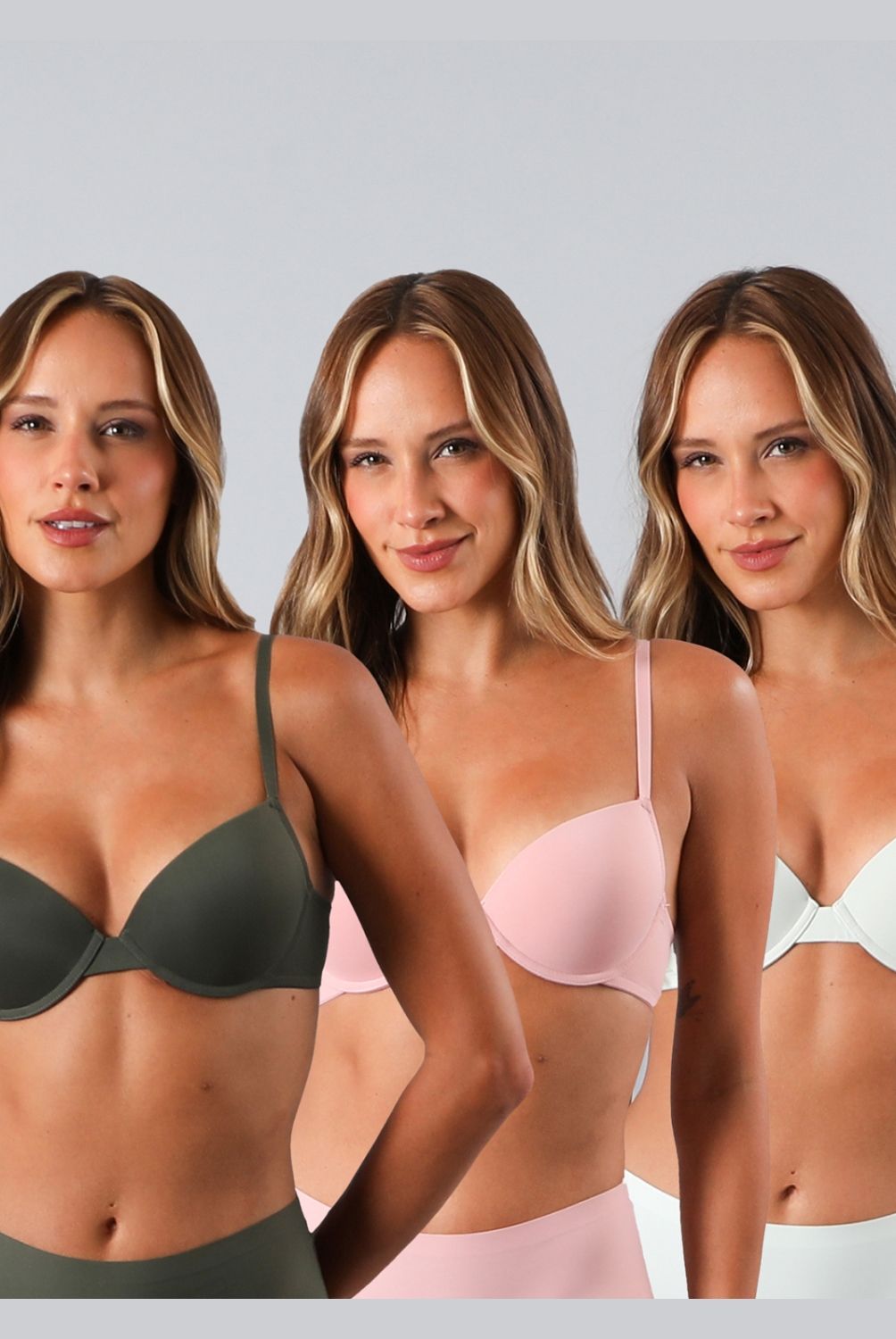 FLORES - Pack de 3 Sostenes Balconet Push Up Mujer Flores