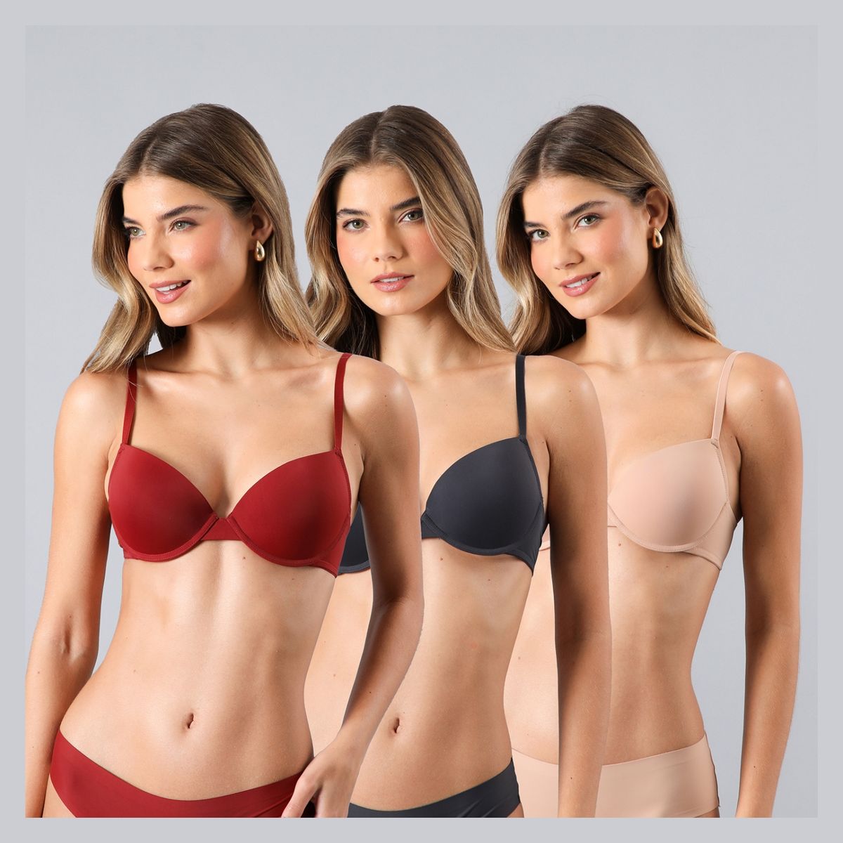 FLORES - Pack de 3 Sostenes Balconet Push Up Mujer Flores
