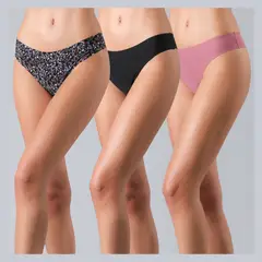 FLORES - Pack de 3 Colaless Micro Print Bonded Mujer