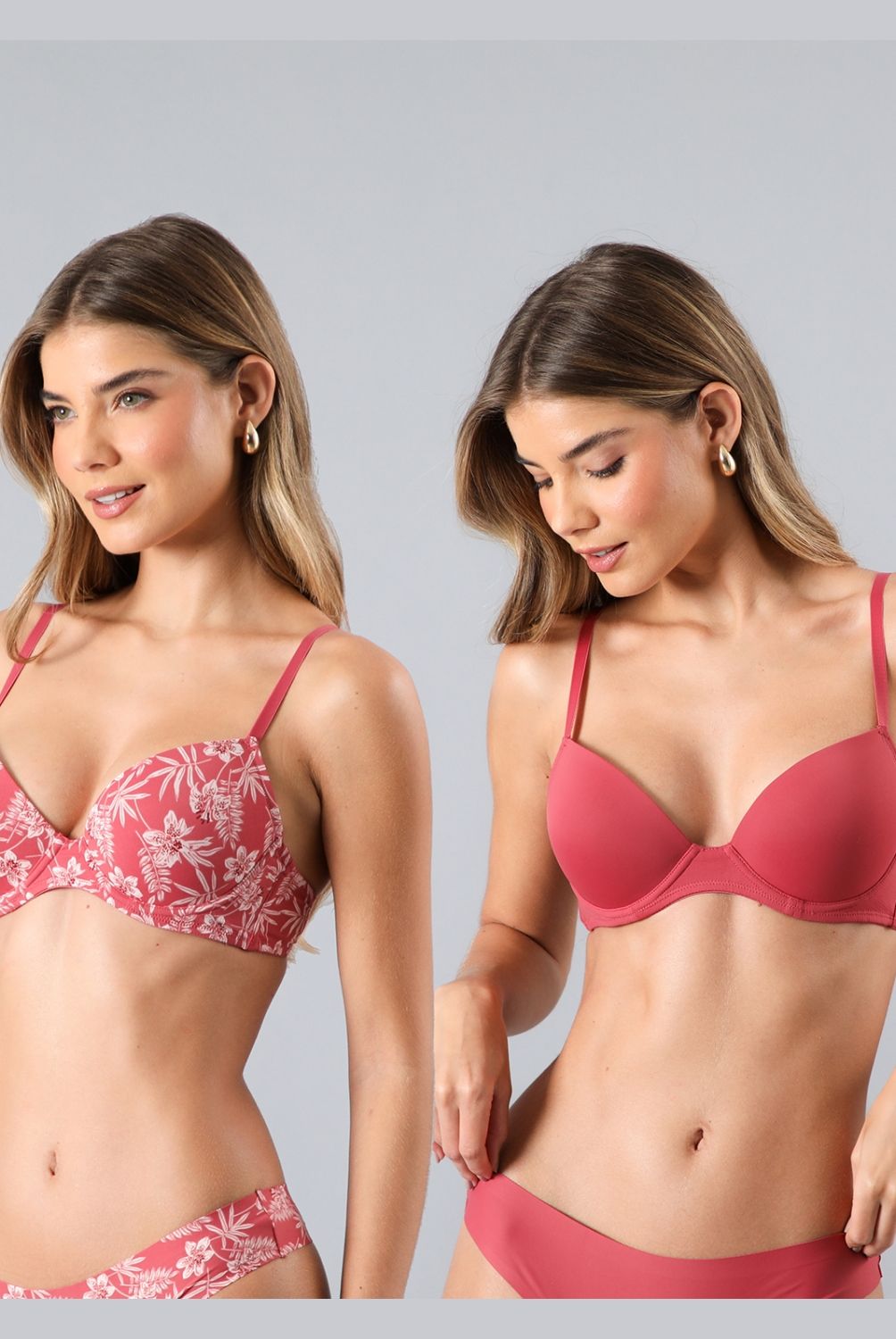 FLORES - Pack de 2 Sostén Balconet Push Up Mujer Flores
