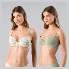 FLORES - Pack de 2 Sostén Balconet Push Up Mujer