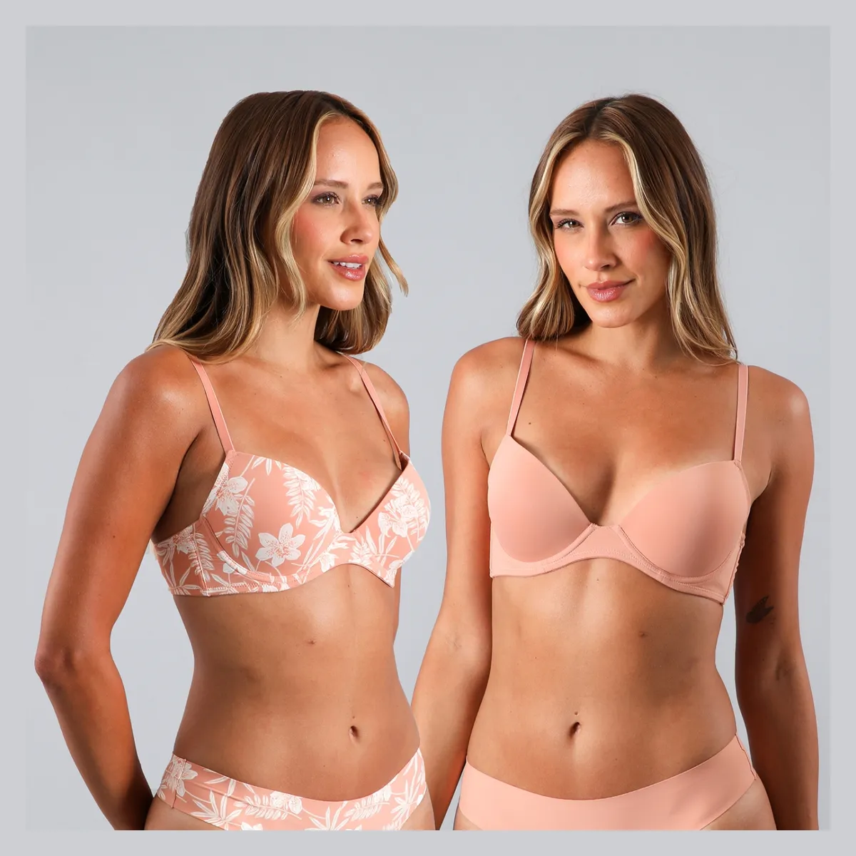 FLORES - Pack de 2 Sostén Balconet Push Up Mujer Flores