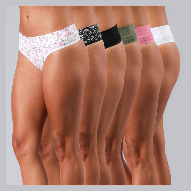 FLORES - Pack De 6 Culotte Algodón Print Mujer Flores