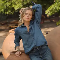BASEMENT - Blusa Jeans Paula Mekis