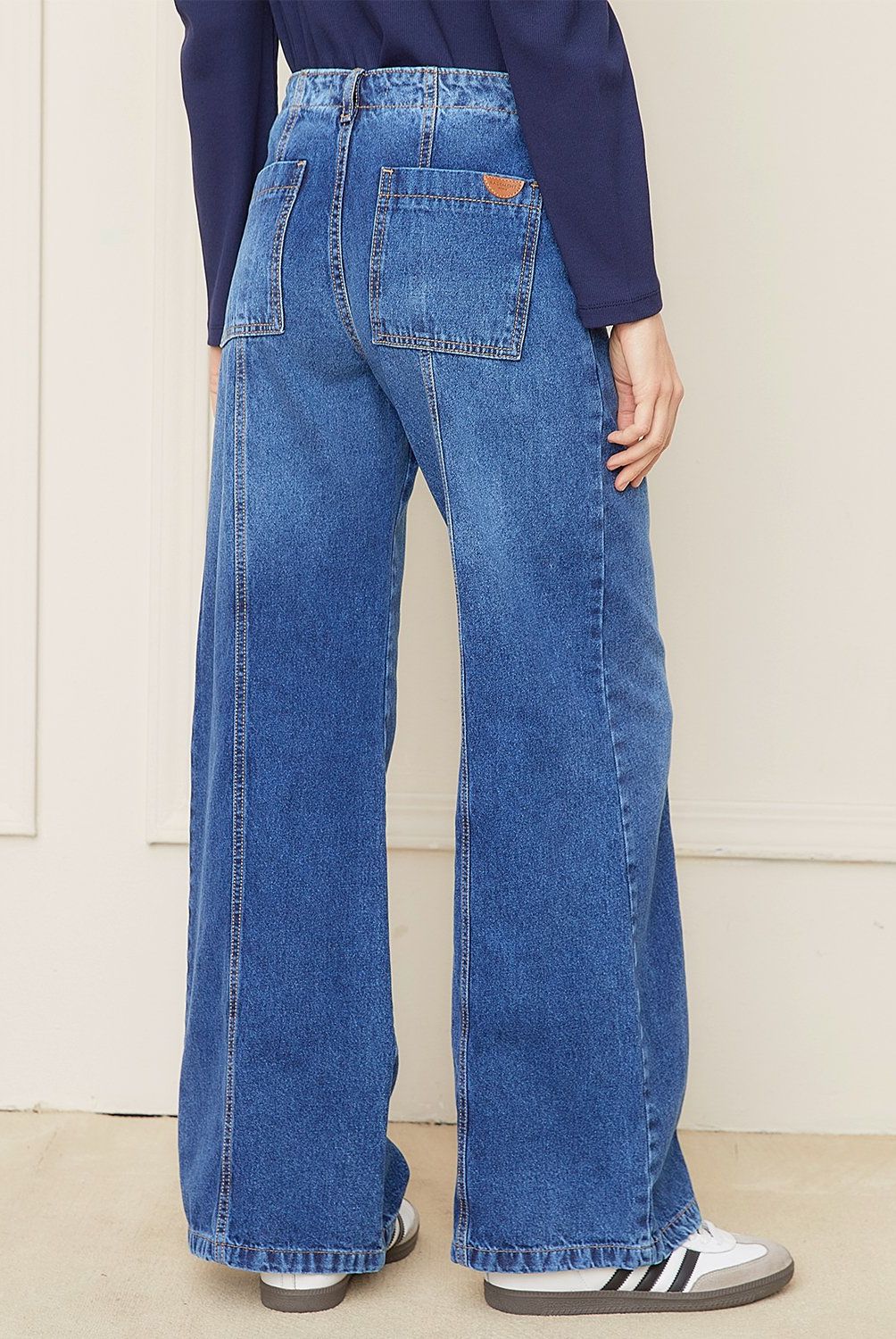 BASEMENT - Jeans Wide Leg Tiro Medio Mujer Basement