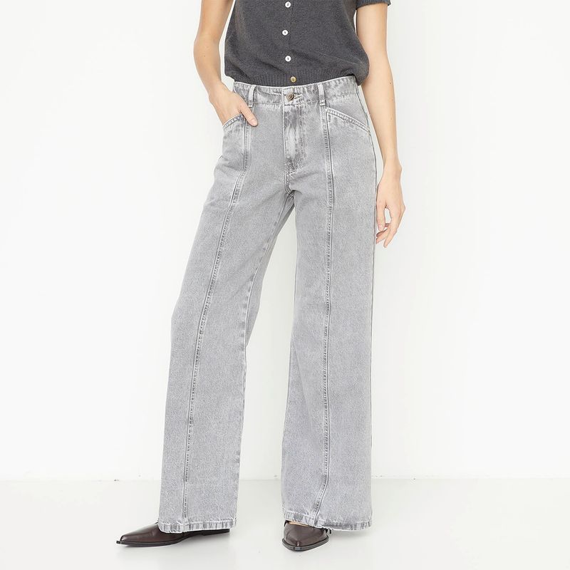 BASEMENT - Jeans Wide Leg Tiro Medio Mujer Basement