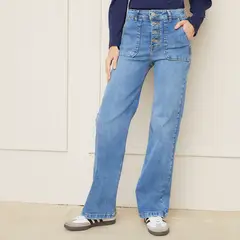 BASEMENT - Jeans Straight Tiro Medio Mujer