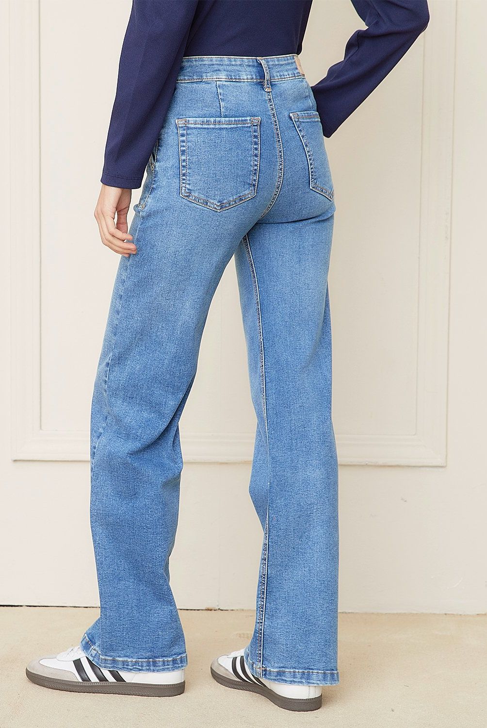 BASEMENT - Jeans Straight Tiro Medio Mujer Basement