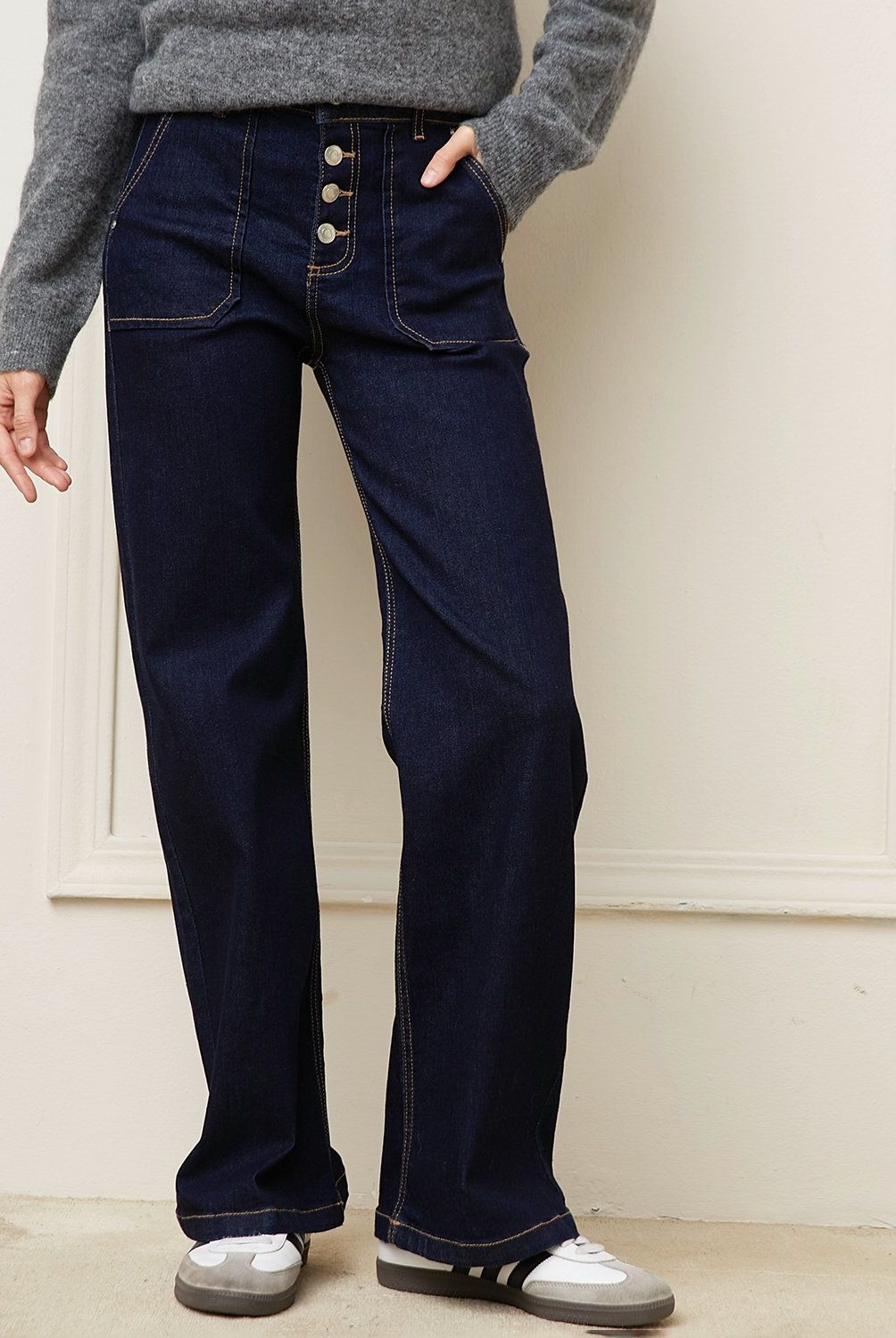 BASEMENT - Jeans Straight Tiro Medio Mujer Basement